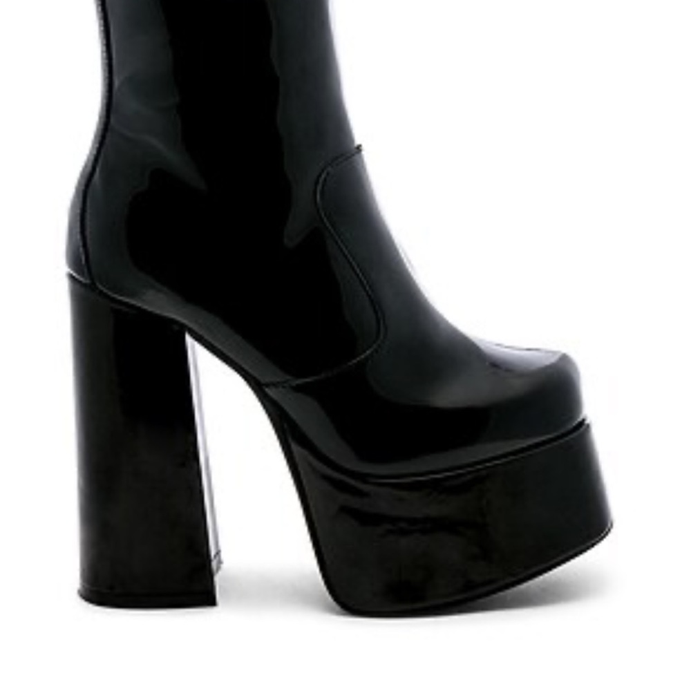 Jeffrey Campbell Glossy Black Platform Ankle Boots